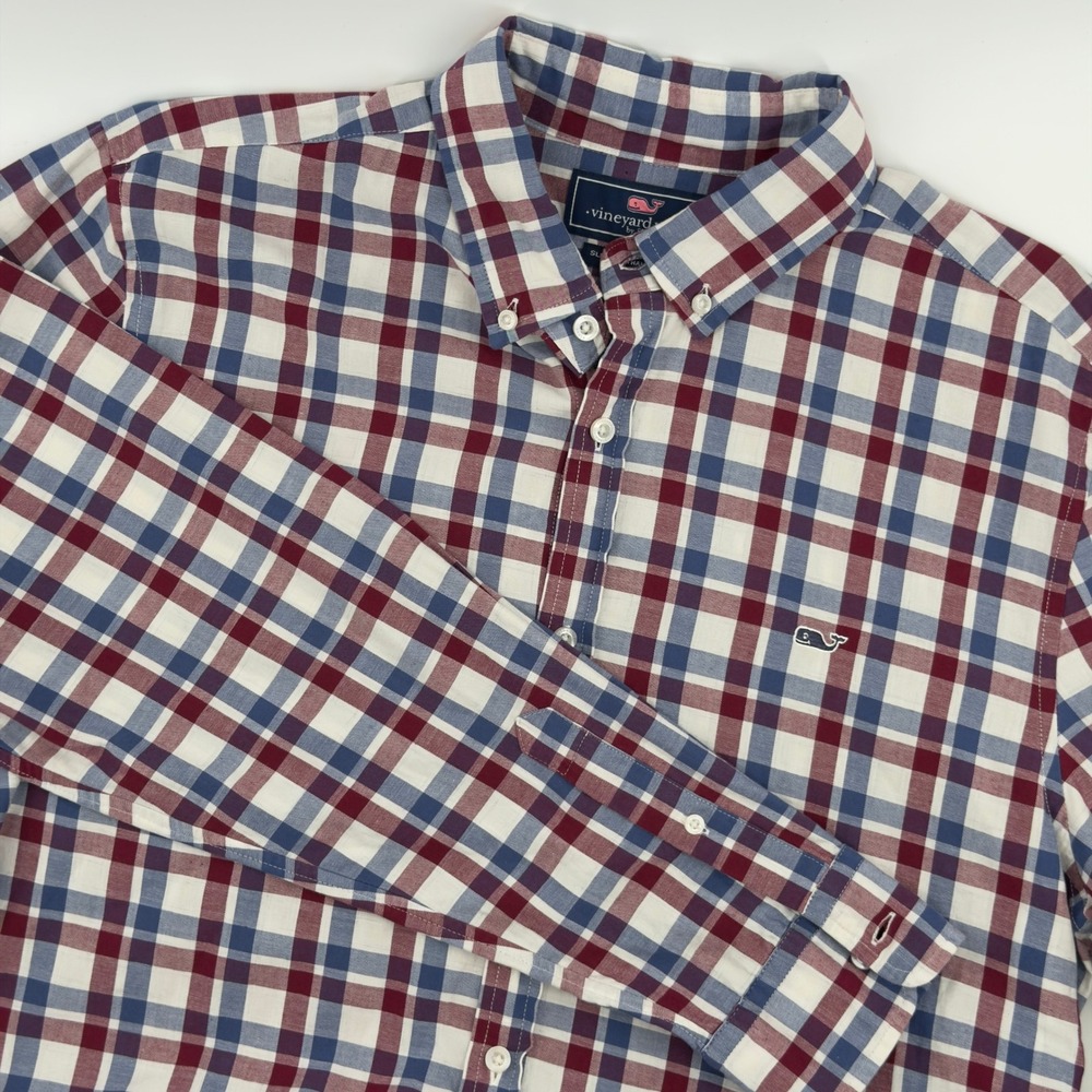 Vineyard Vines Slim Fit Whale Shirt Men's Large Plaid‎ Button Down Cotton